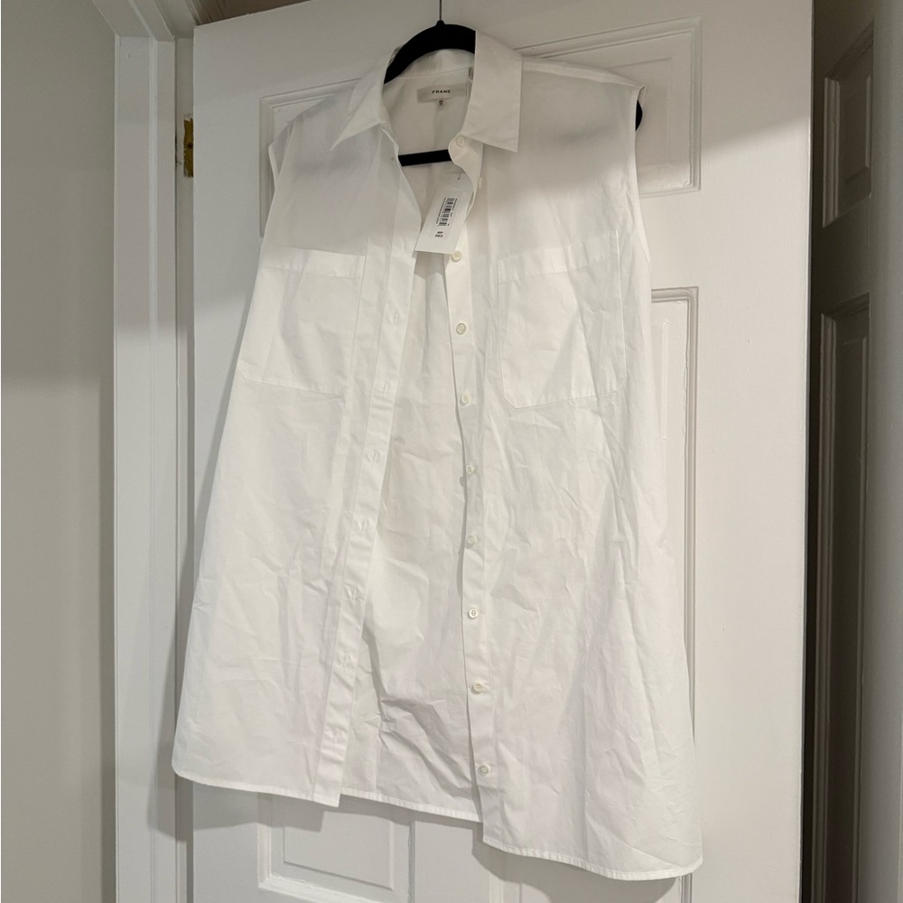 Frame THE SLEEVELESS SHIRT DRESS white size XS